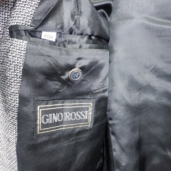 Gino Rossi Sport Coat Mens 40R 100% Silk Plaid 2-Button Blazer Nailshead Pattern - Picture 10 of 16